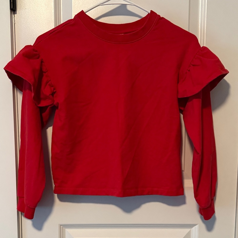 Hanna Andersson Girls Ruffle Sleeved Res Sweater